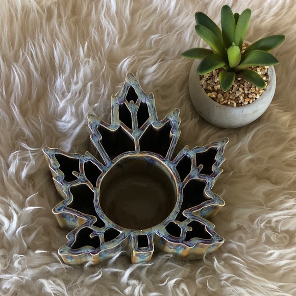 Candle Pots MAPLE LEAF Ceramic 2” Votive Holder NO Chips NWOT - Picture 2 of 7